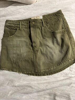 Free People Olive Green Utility Mini Skirt